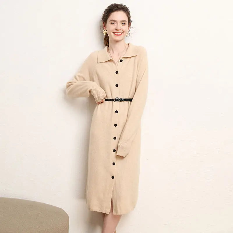 Cashmere Button-Front Maxi Dress