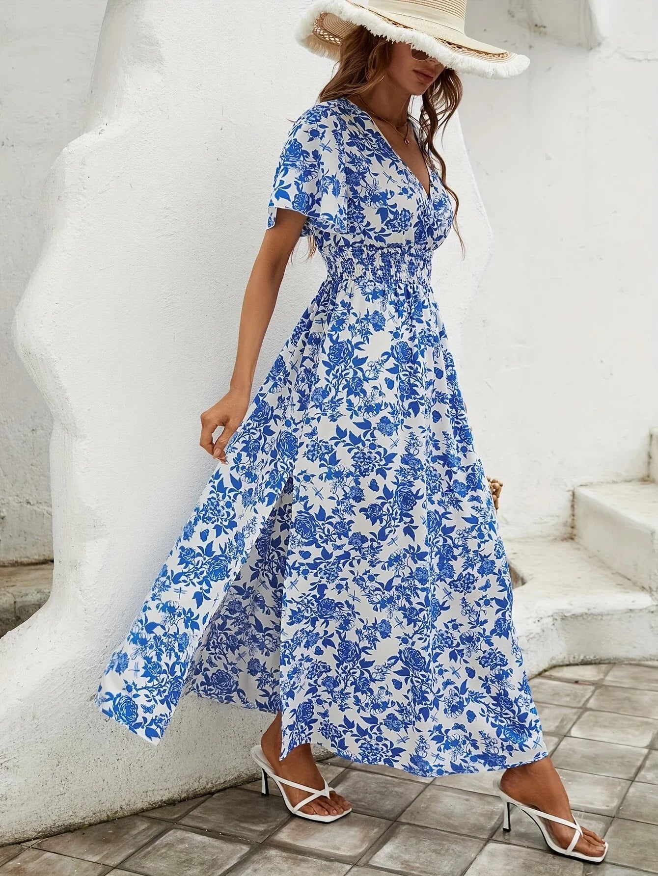 Blue Floral Maxi Dress