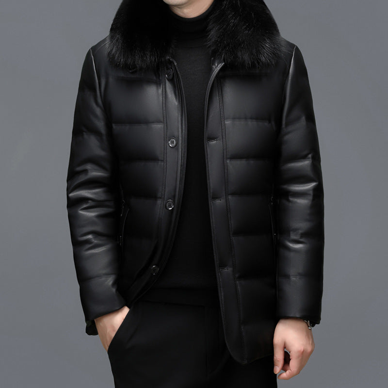 Executive Leather Down Jacket