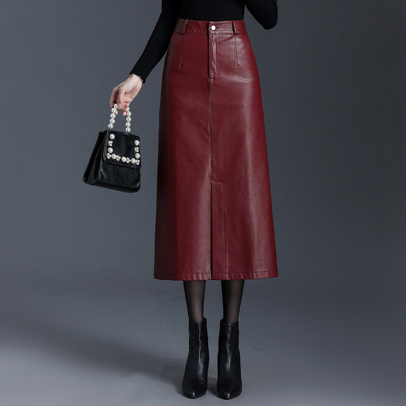 Signature A-Line Leather Skirt