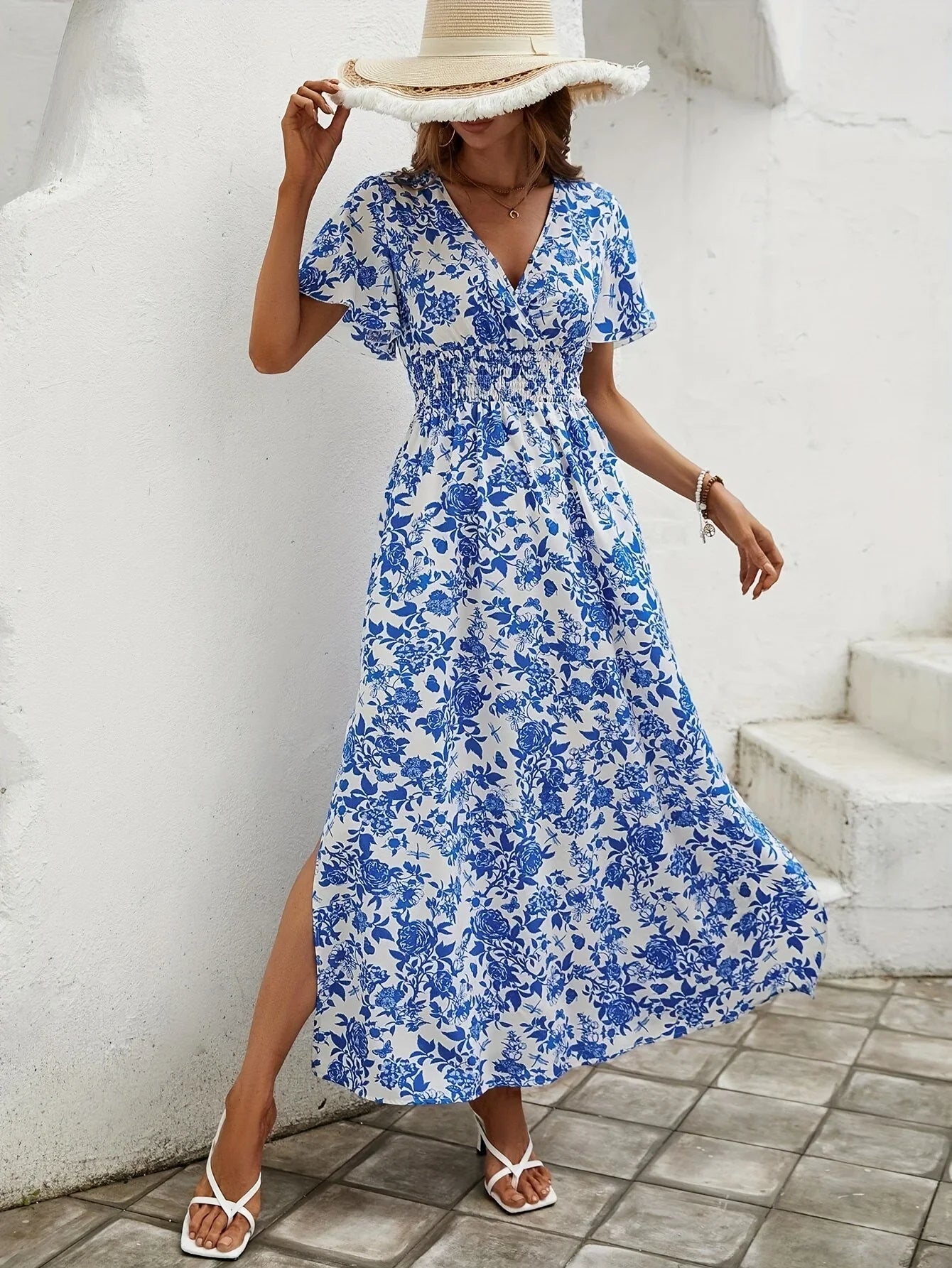 Blue Floral Maxi Dress