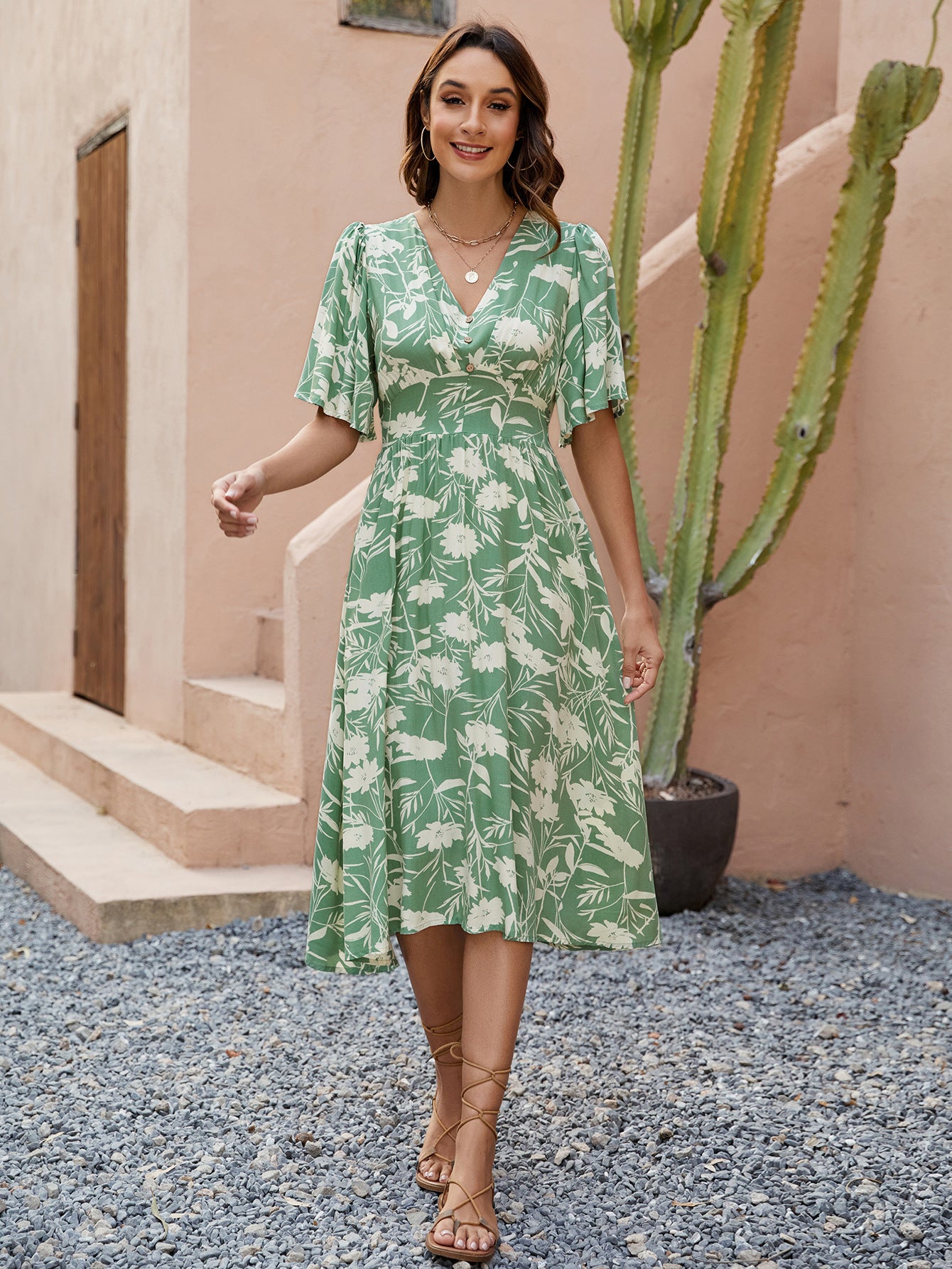 Green Bloom Midi Dress