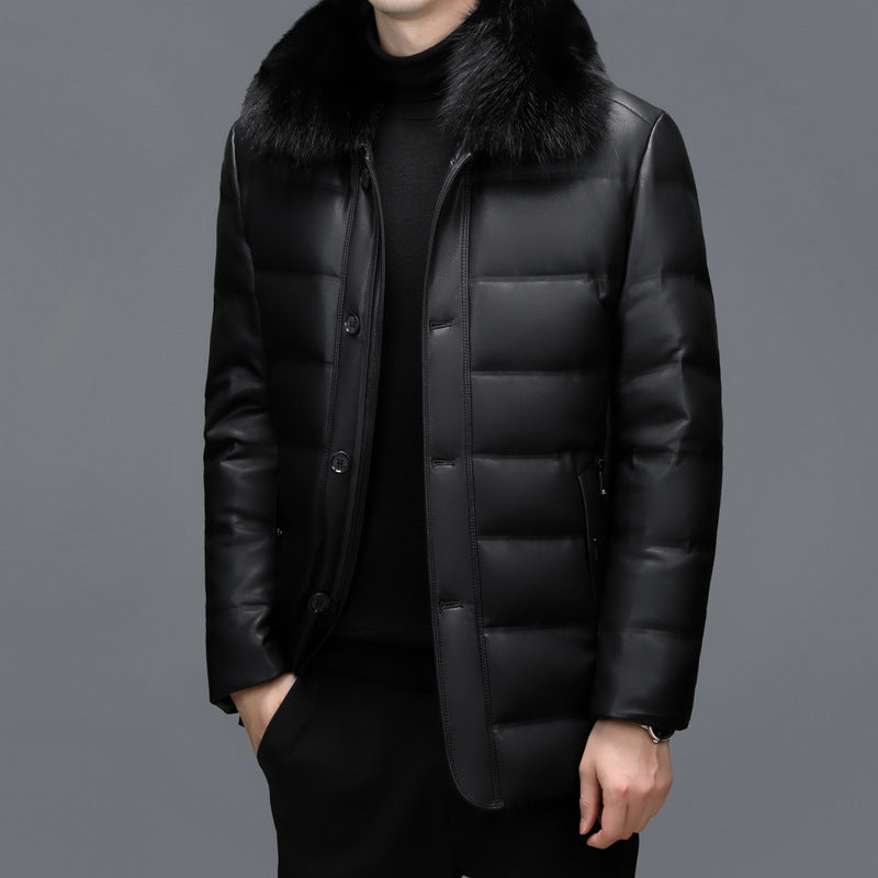 Executive Leather Down Jacket