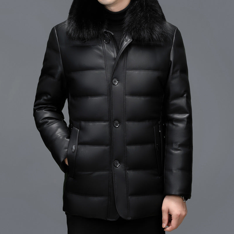 Executive Leather Down Jacket